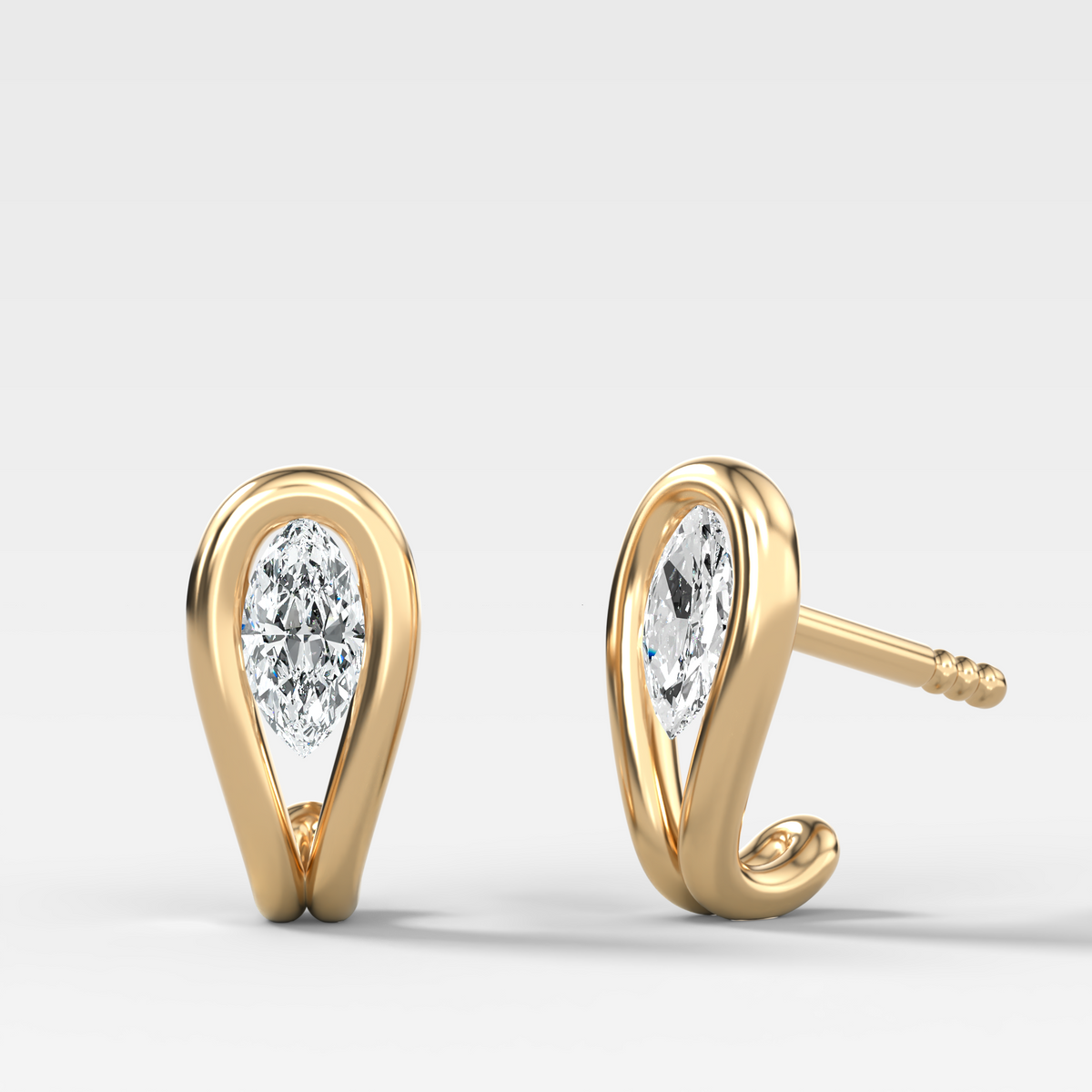 Lasso Huggies with Marquise Cut Diamonds