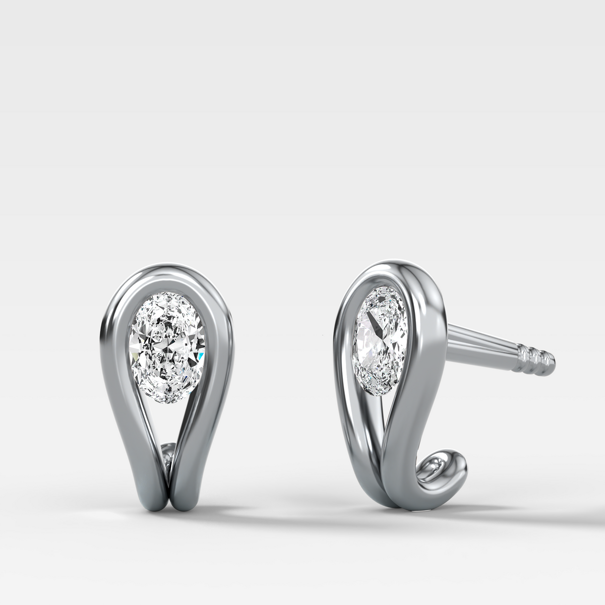 Lasso Huggies with Oval Cut Diamonds