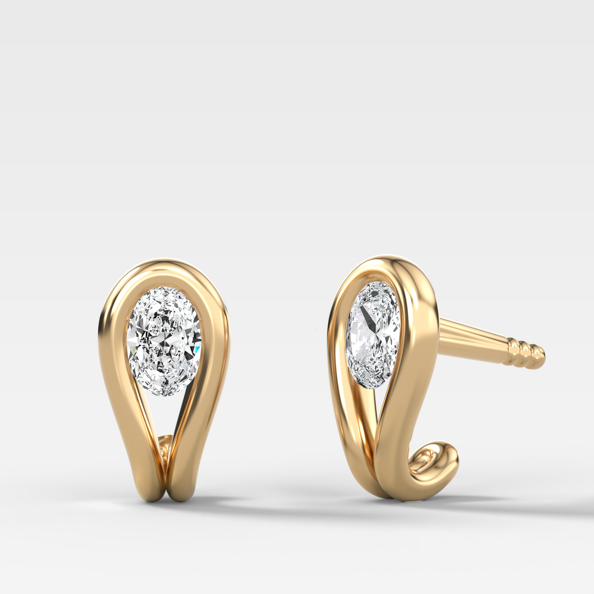 Lasso Huggies with Oval Cut Diamonds