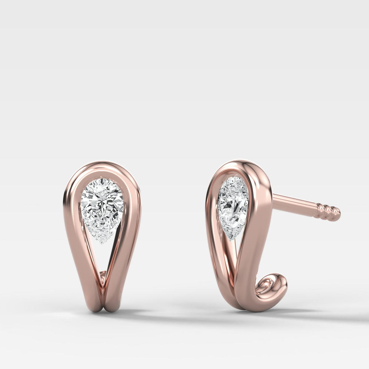 Lasso Huggies with Pear Cut Diamonds
