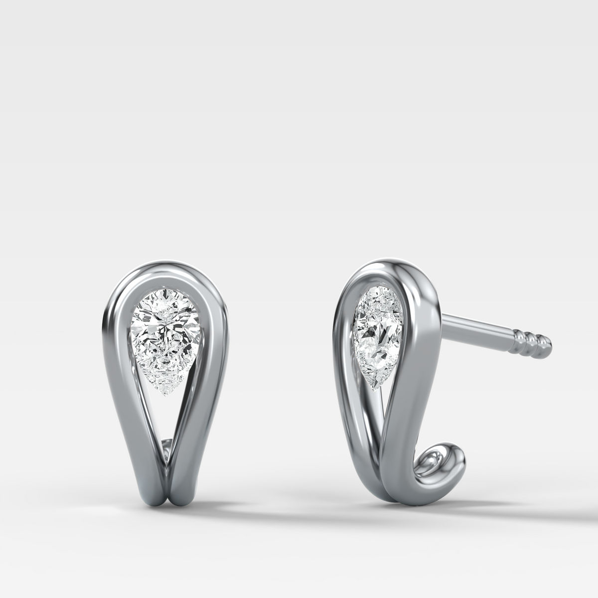 Lasso Huggies with Pear Cut Diamonds