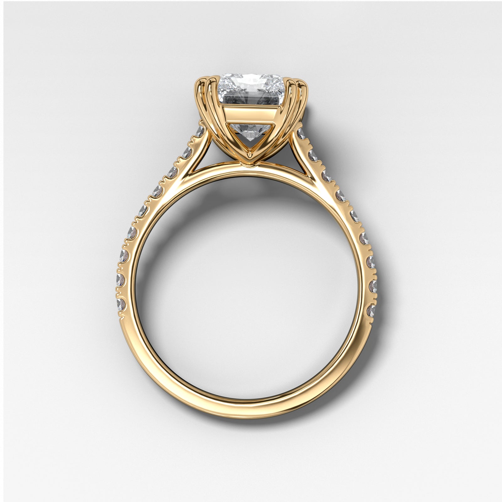 Signature Pave Engagement Ring With Radiant Square Cut by Good Stone in Yellow Gold