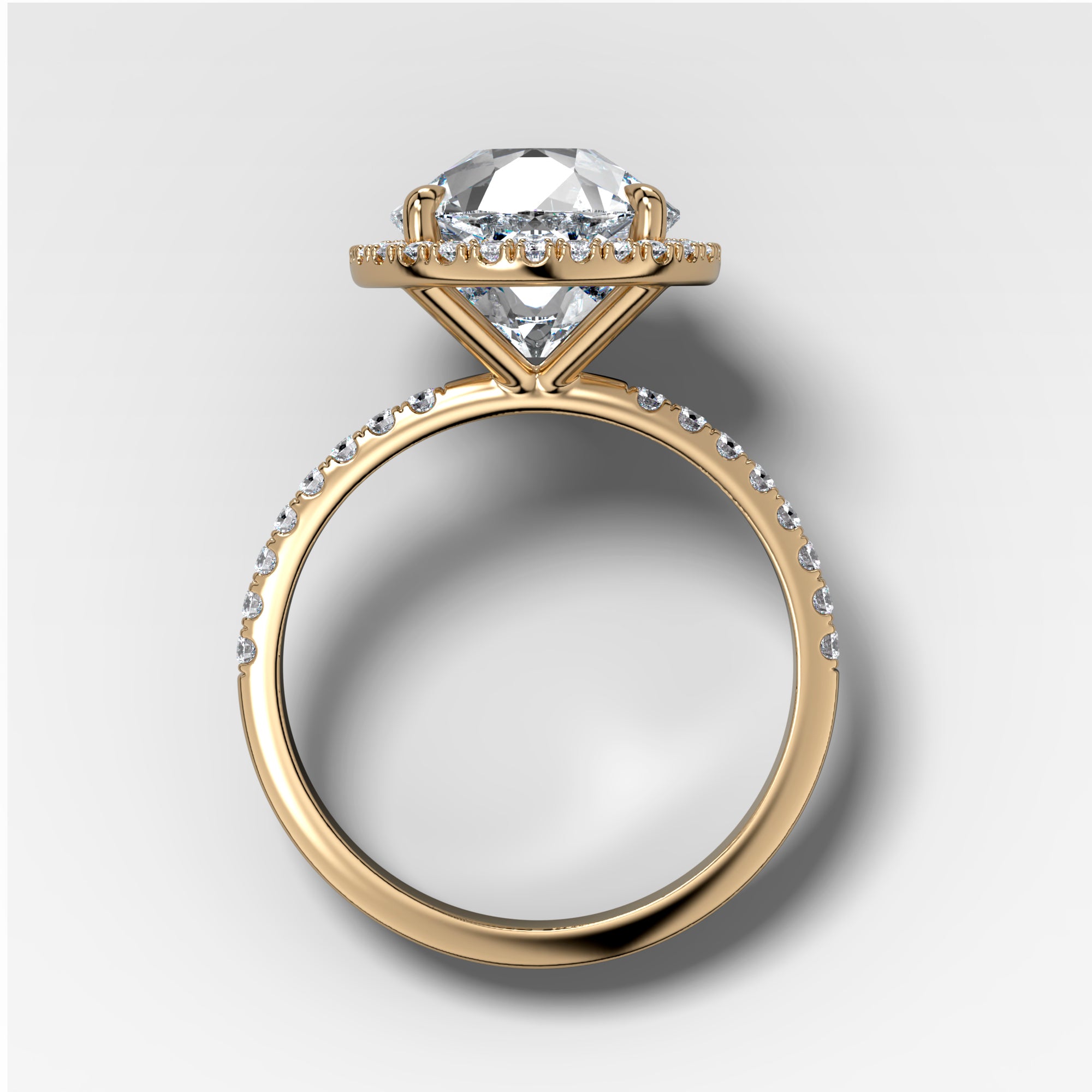 Aurora Pave Halo Ring With Old Euro Cut by Good Stone in Yellow Gold