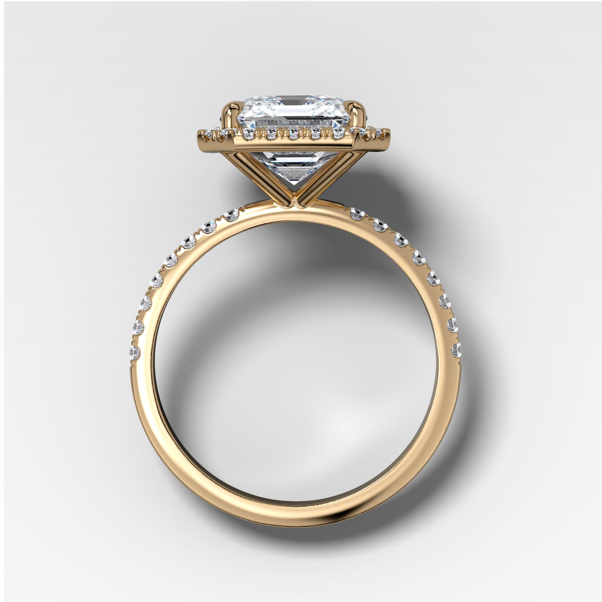 Aurora Pavé Halo Ring With Asscher Cut in Yellow Gold by Good Stone