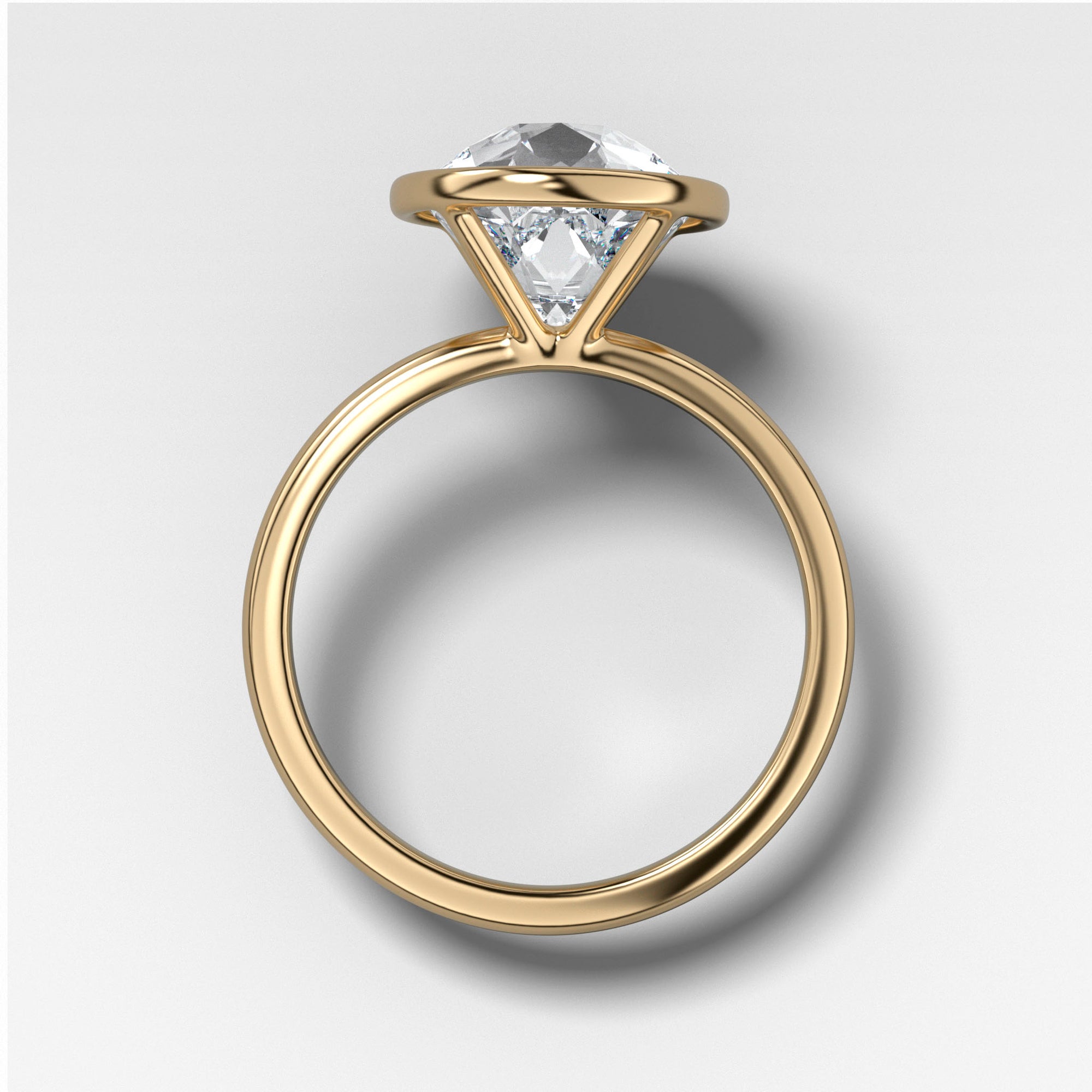 Bezel Penumbra Solitaire With Old Euro Cut by Good Stone in Yellow Gold