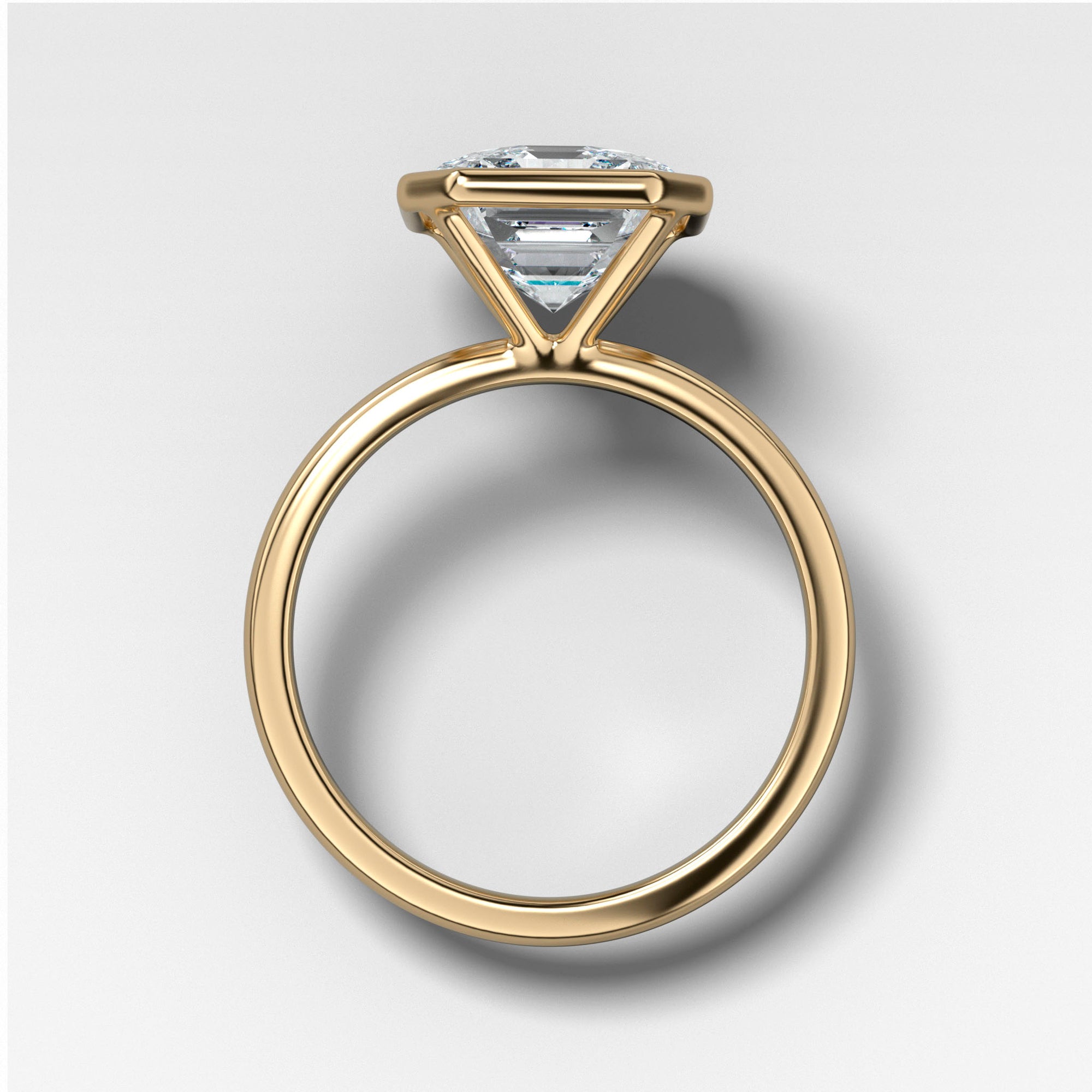 Bezel Penumbra Solitaire With Asscher Cut by Good Stone in Yellow Gold