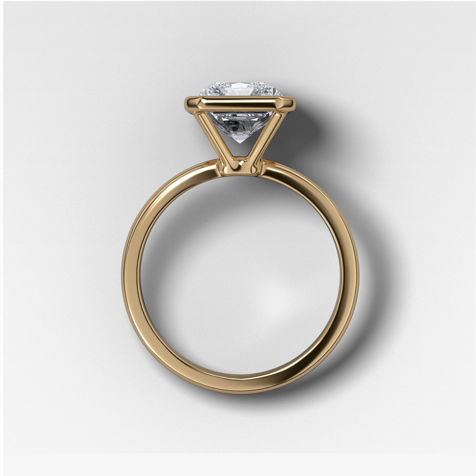 Bezel Penumbra Solitaire With Radiant Cut by Good Stone in Yellow Gold