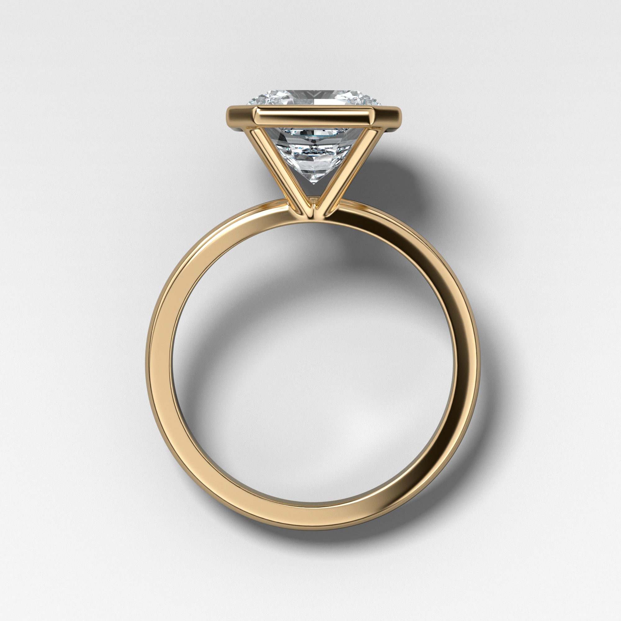 Bezel Penumbra Solitaire With Radiant Square Cut by Good Stone in Yellow Gold