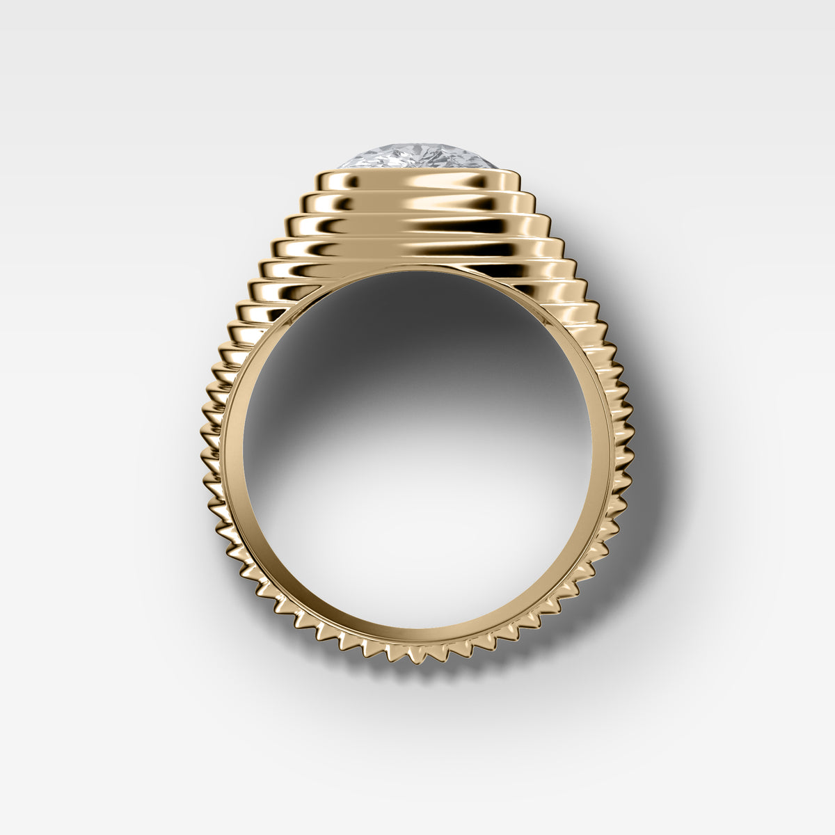 Ripple Solitaire Engagement Ring with Elongated Cushion Cut Diamond