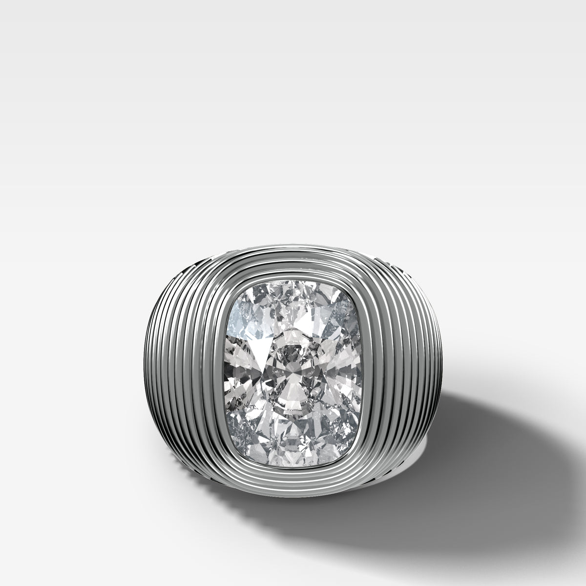 Ripple Solitaire Engagement Ring with Elongated Cushion Cut Diamond