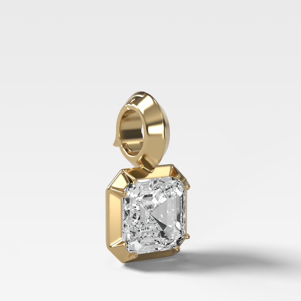 Button Back Asscher Attachable Diamond Pendant