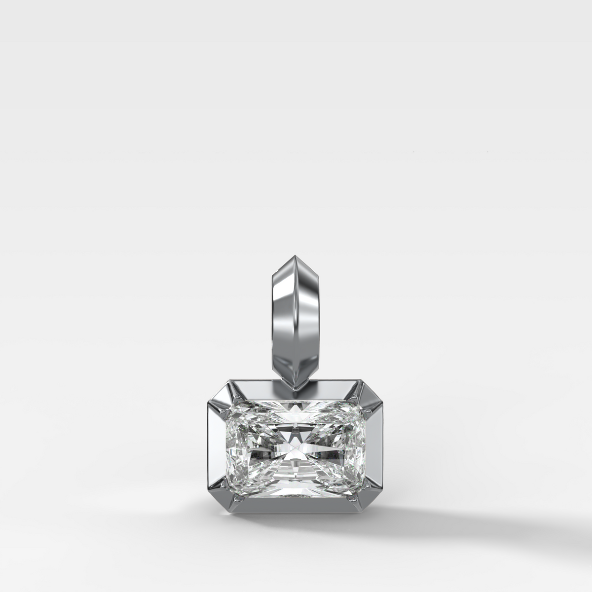 Button Back East West Elongated Radiant Attachable Diamond Pendant