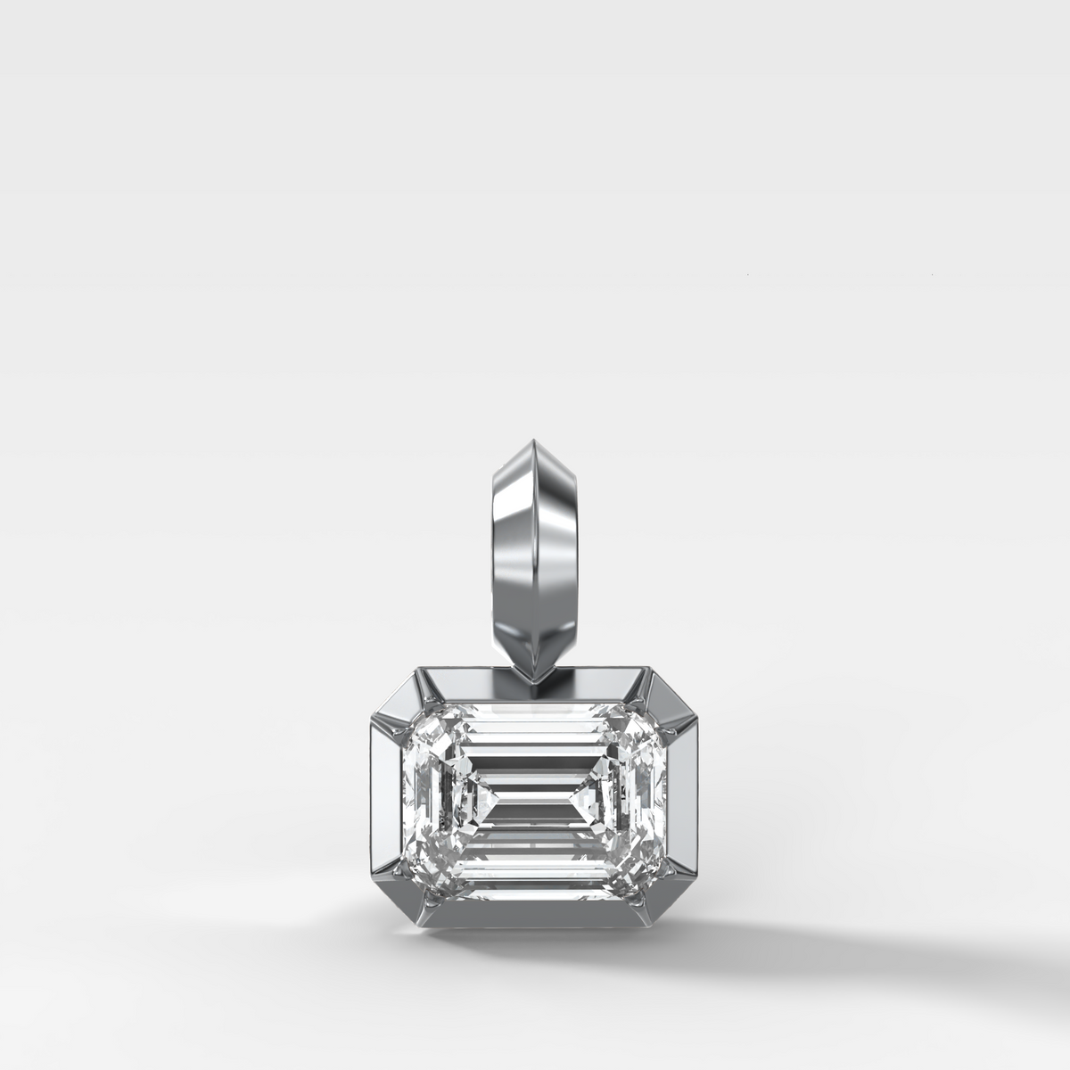 Button Back East West Emerald Attachable Diamond Pendant