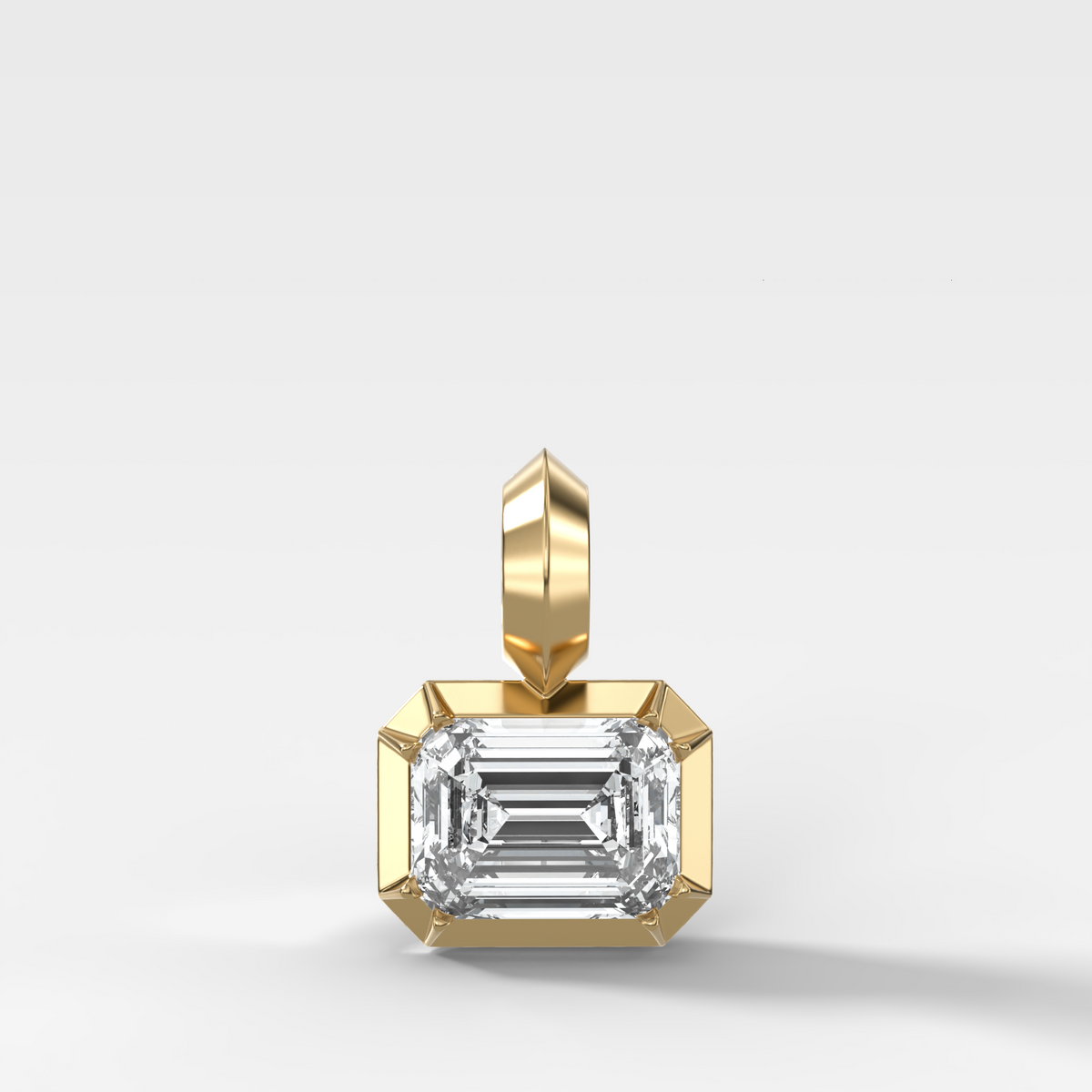 Button Back East West Emerald Attachable Diamond Pendant