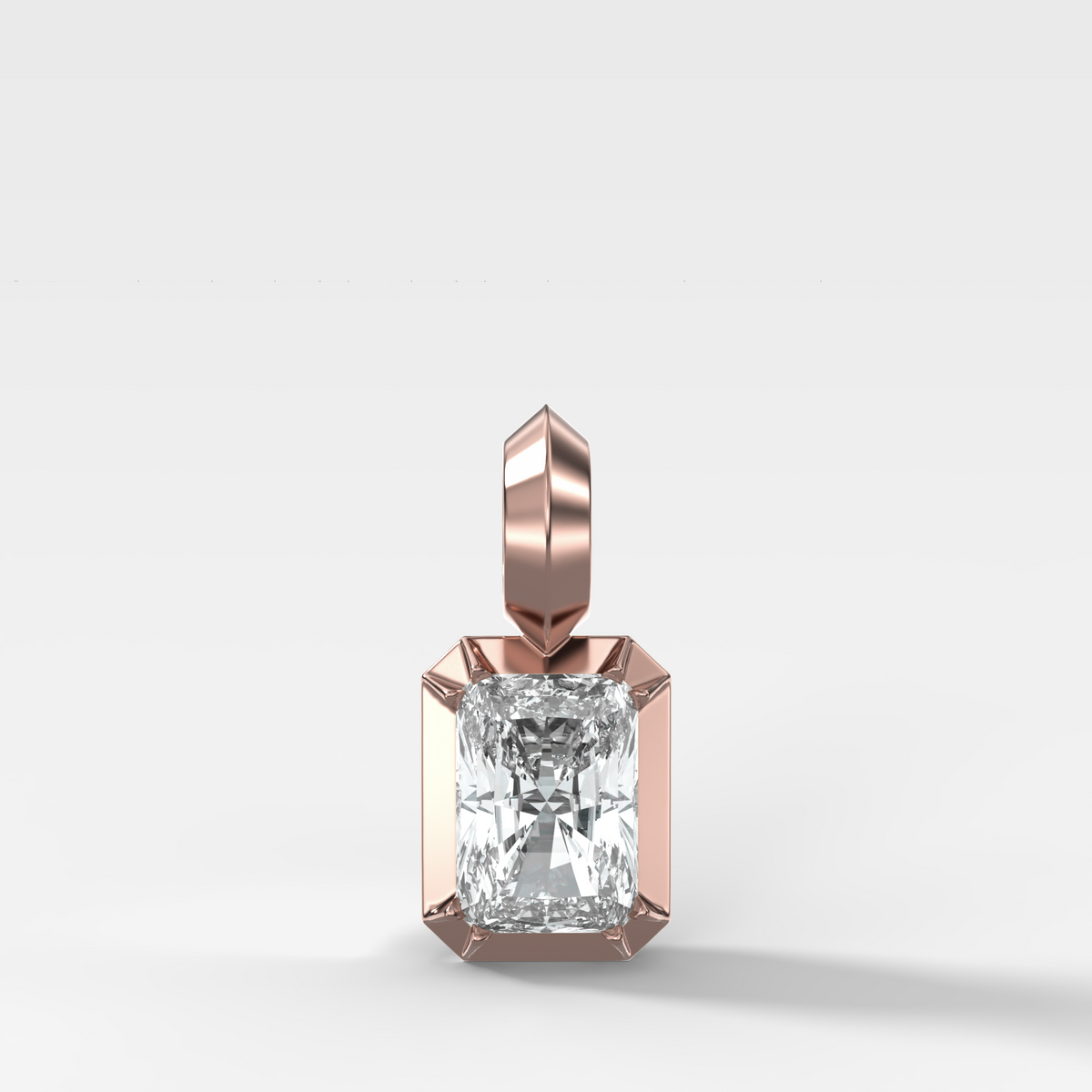 Button Back Elongated Radiant Attachable Diamond Pendant