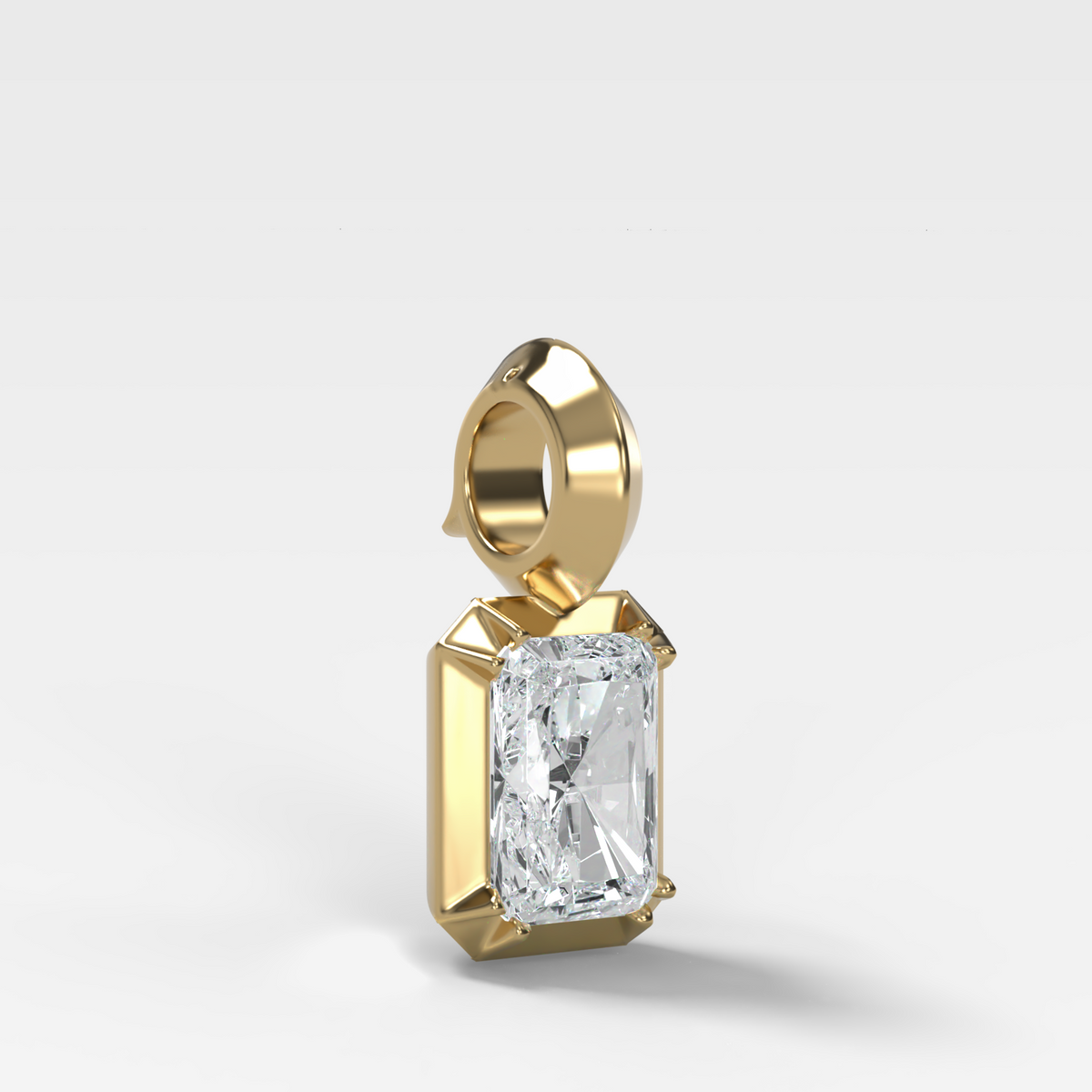 Button Back Elongated Radiant Attachable Diamond Pendant