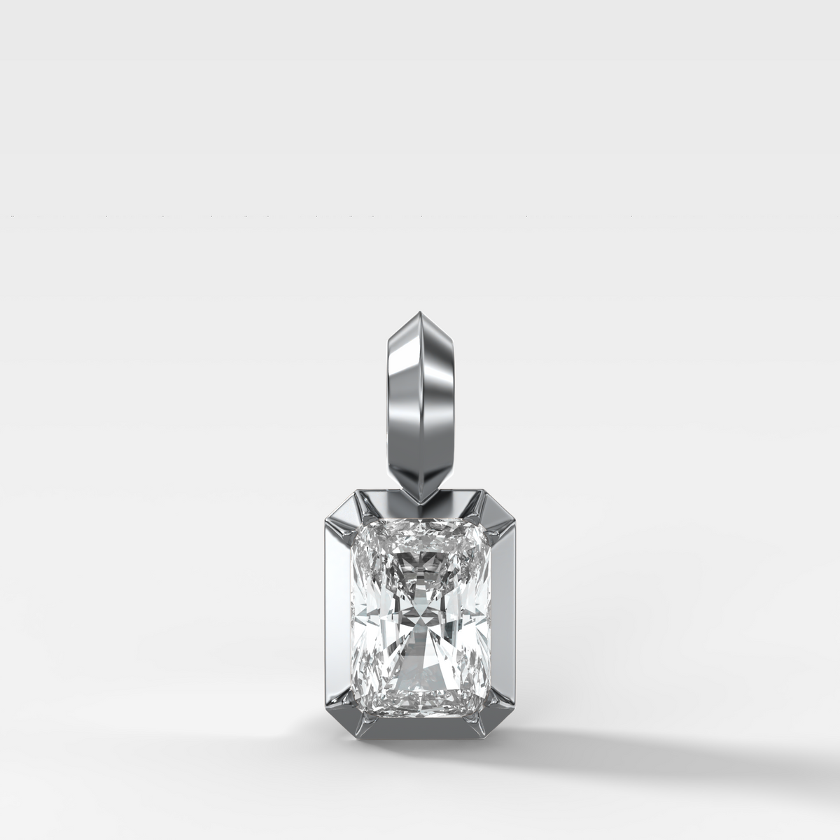 Button Back Elongated Radiant Attachable Diamond Pendant