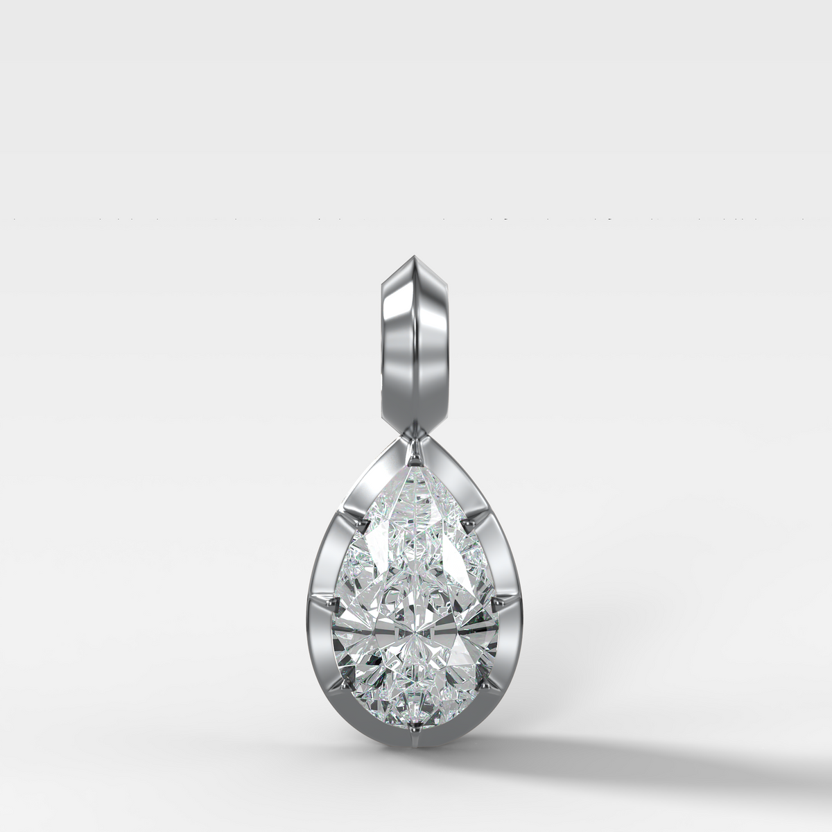 Button Back Pear Attachable Diamond Pendant