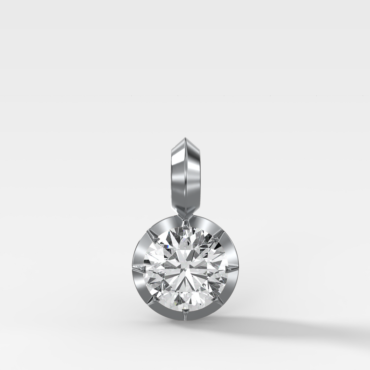 Button Back Round Attachable Diamond Pendant