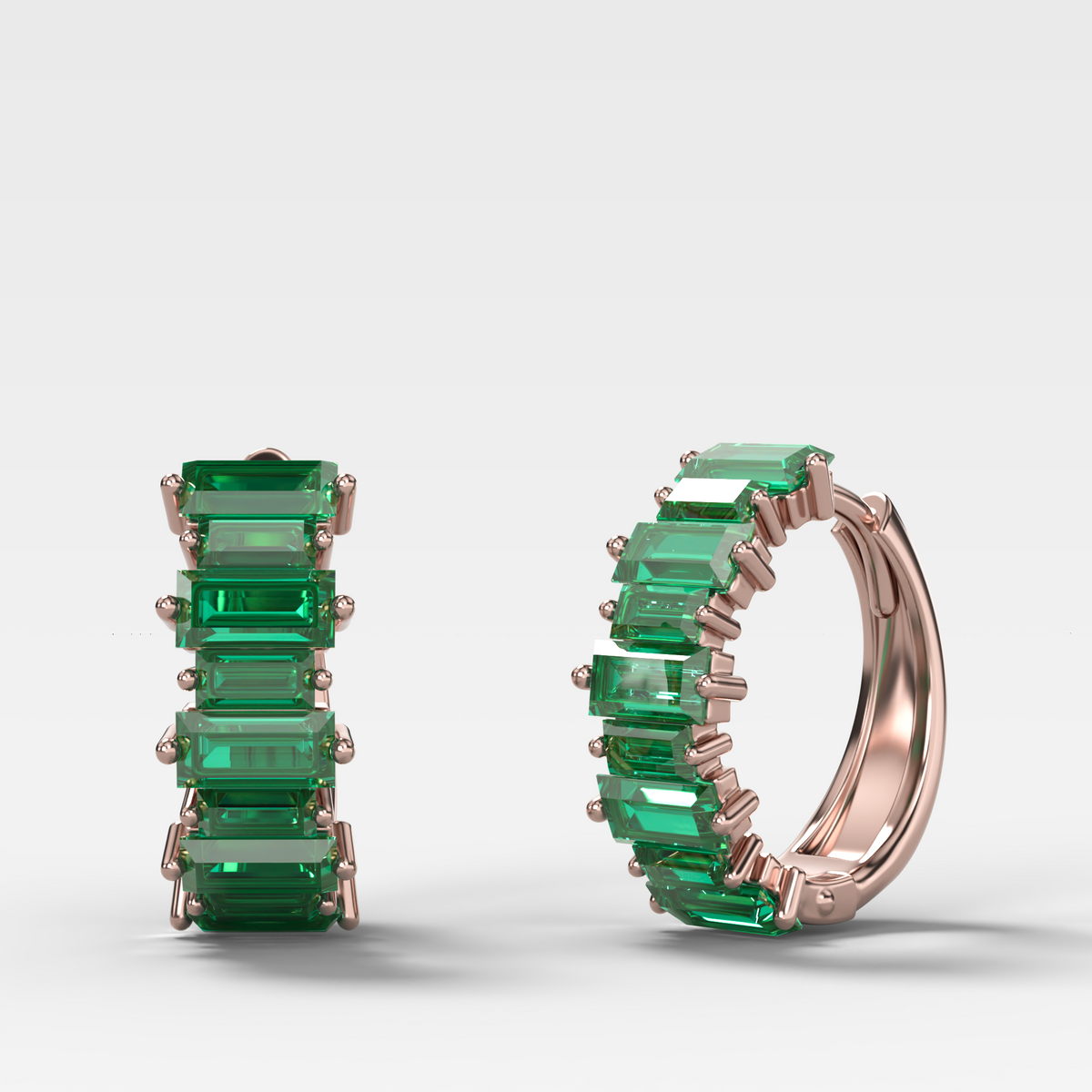 Green Emerald Baguette Halfway Huggies