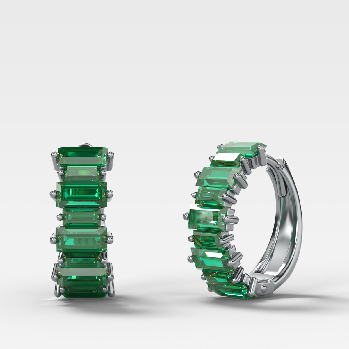 Green Emerald Baguette Halfway Huggies