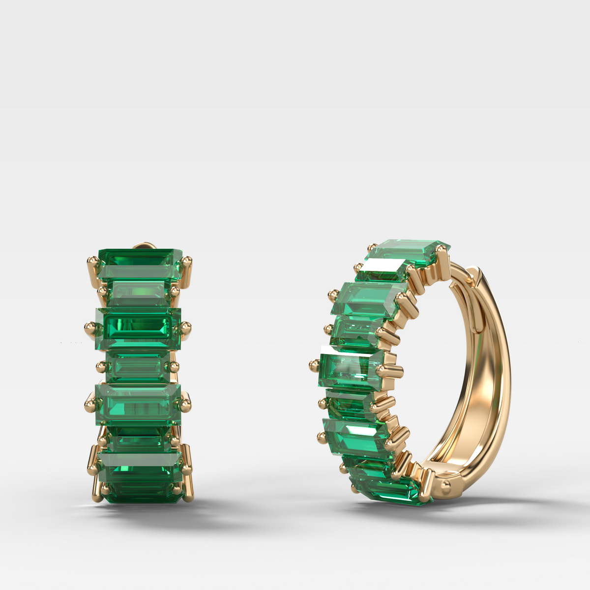 Green Emerald Baguette Halfway Huggies