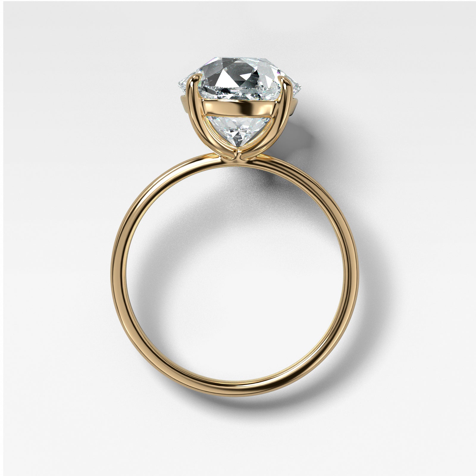 Crescent Solitaire With Old Euro Cut in Yellow Gold by Good Stone