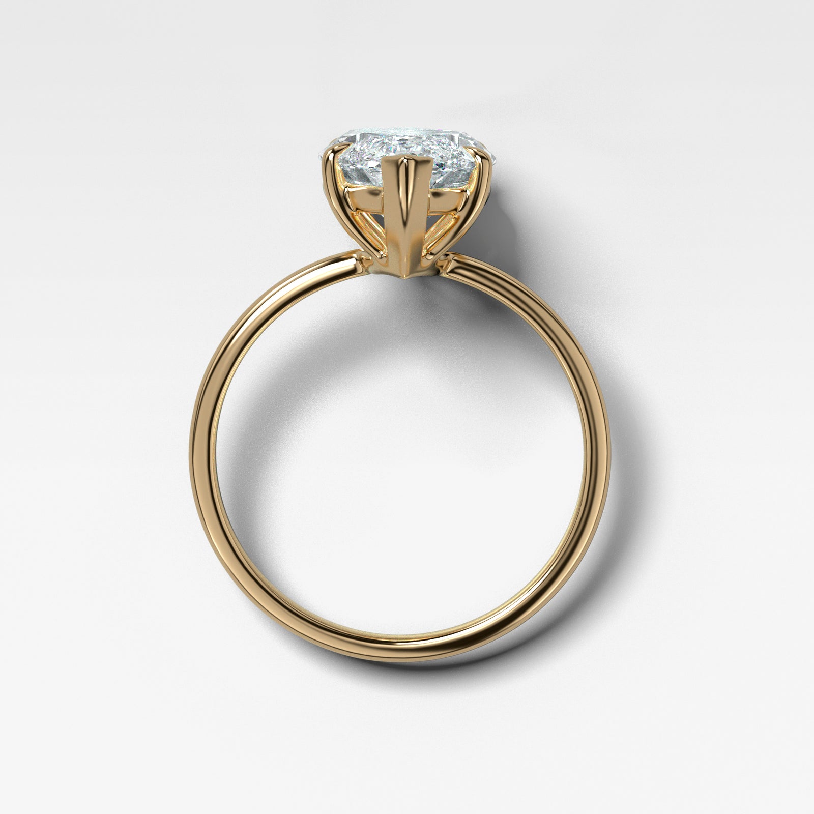 Crescent Solitaire With Marquise Cut by Good Stone in Yellow Gold