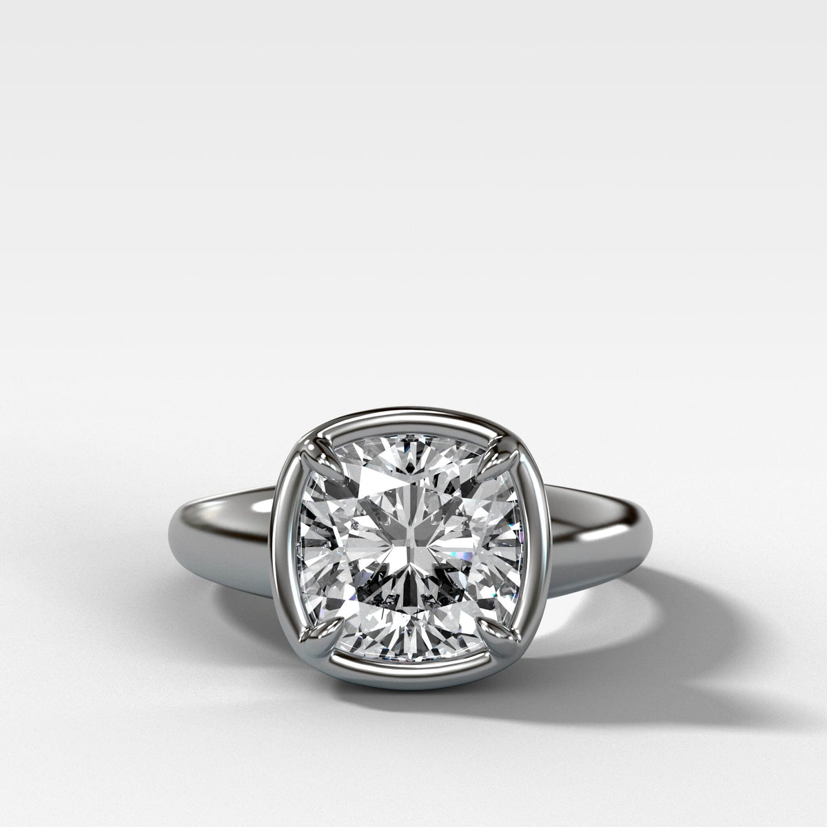Club Ring Solitaire With a Cushion Cut Engagement Good Stone Inc 