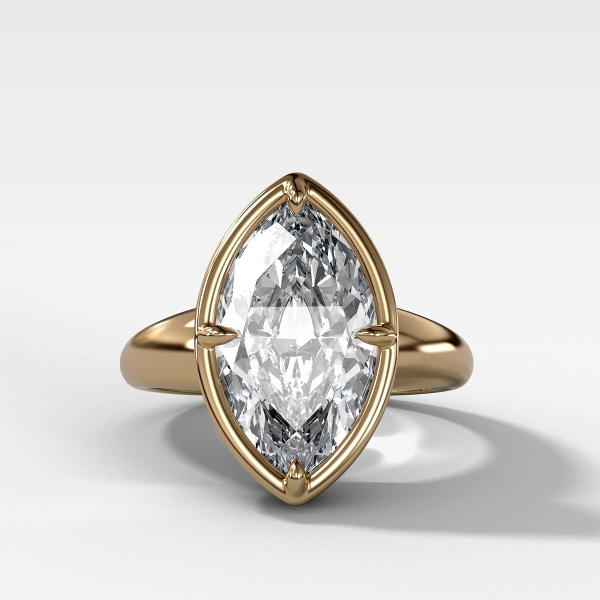 Club Ring Solitaire With a Marquise Cut Engagement Good Stone Inc 