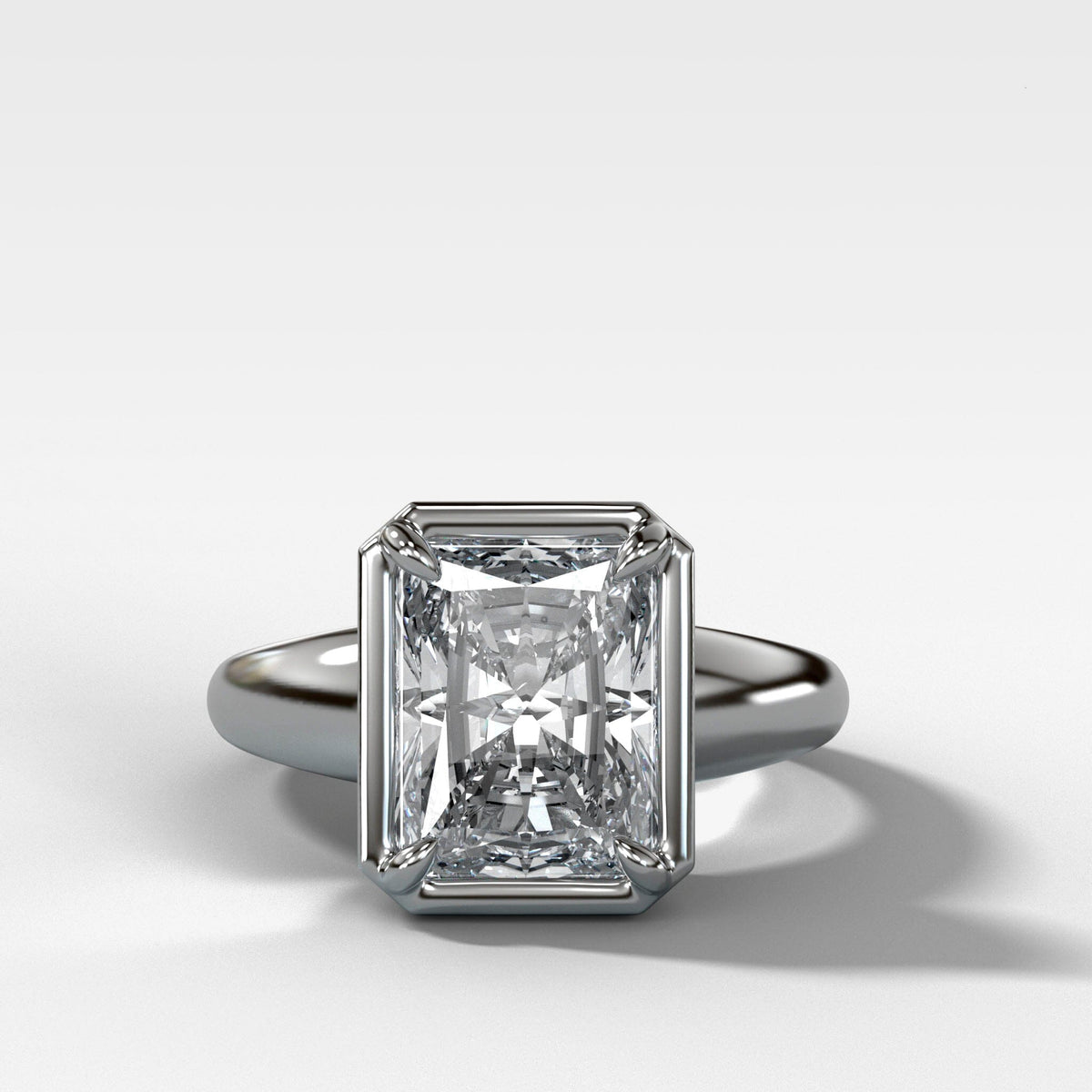 Club Ring Solitaire With an Elongated Radiant Cut Engagement Good Stone Inc 