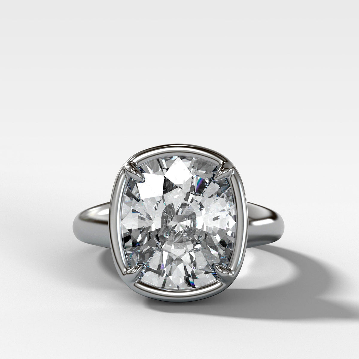 Club Ring Solitaire With an Elongated Cushion Cut Engagement Good Stone Inc 