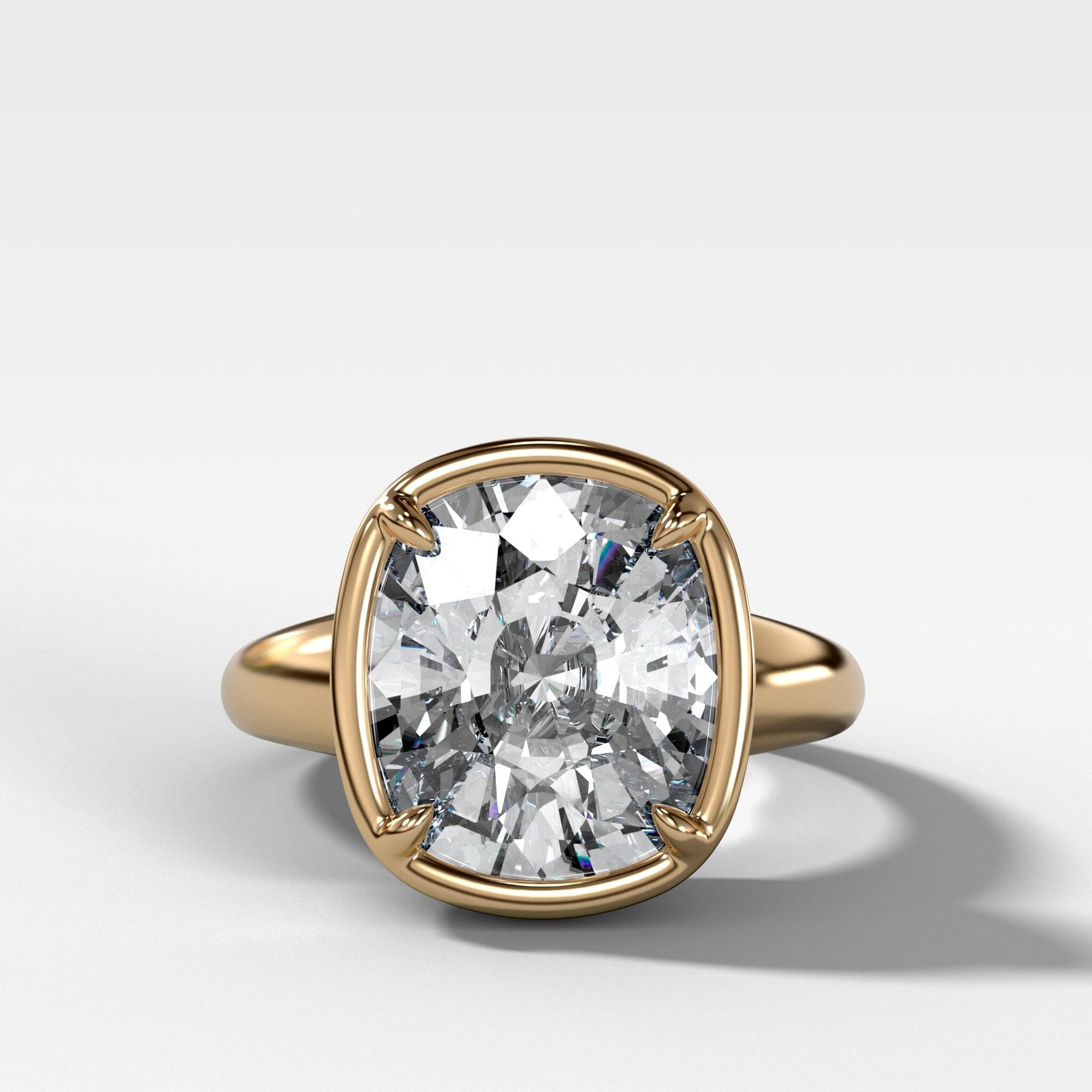 Club Ring Solitaire With an Elongated Cushion Cut Engagement Good Stone Inc 