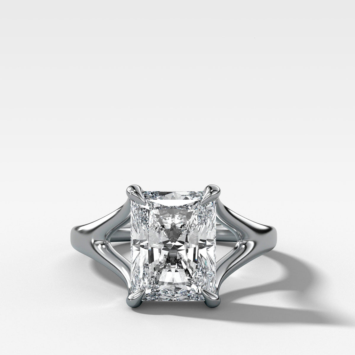 Split Shank Solitare with Radiant Cut Engagement Good Stone Inc White Gold 14k 
