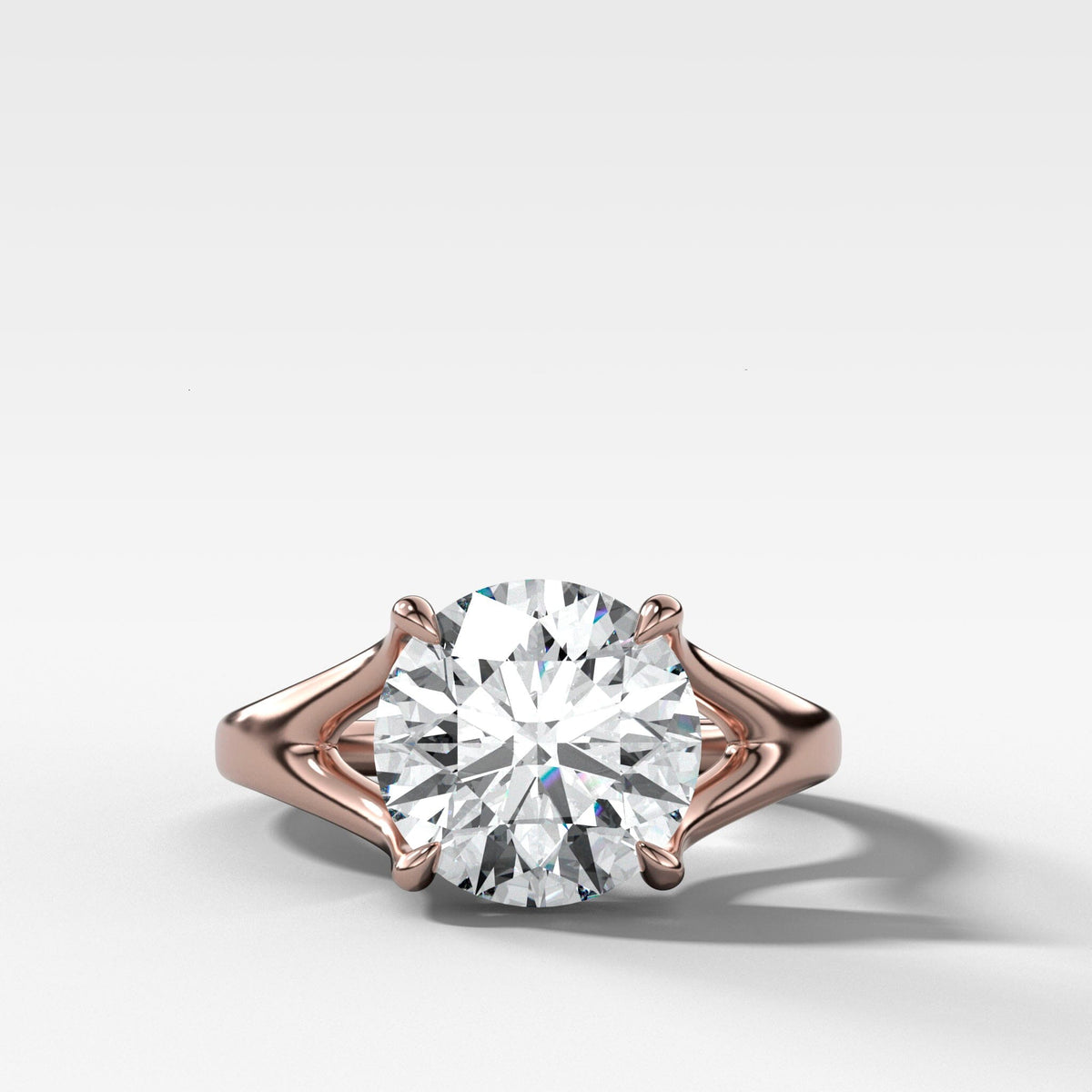 Split Shank Solitare with Round Cut Engagement Good Stone Inc Rose Gold 14k 