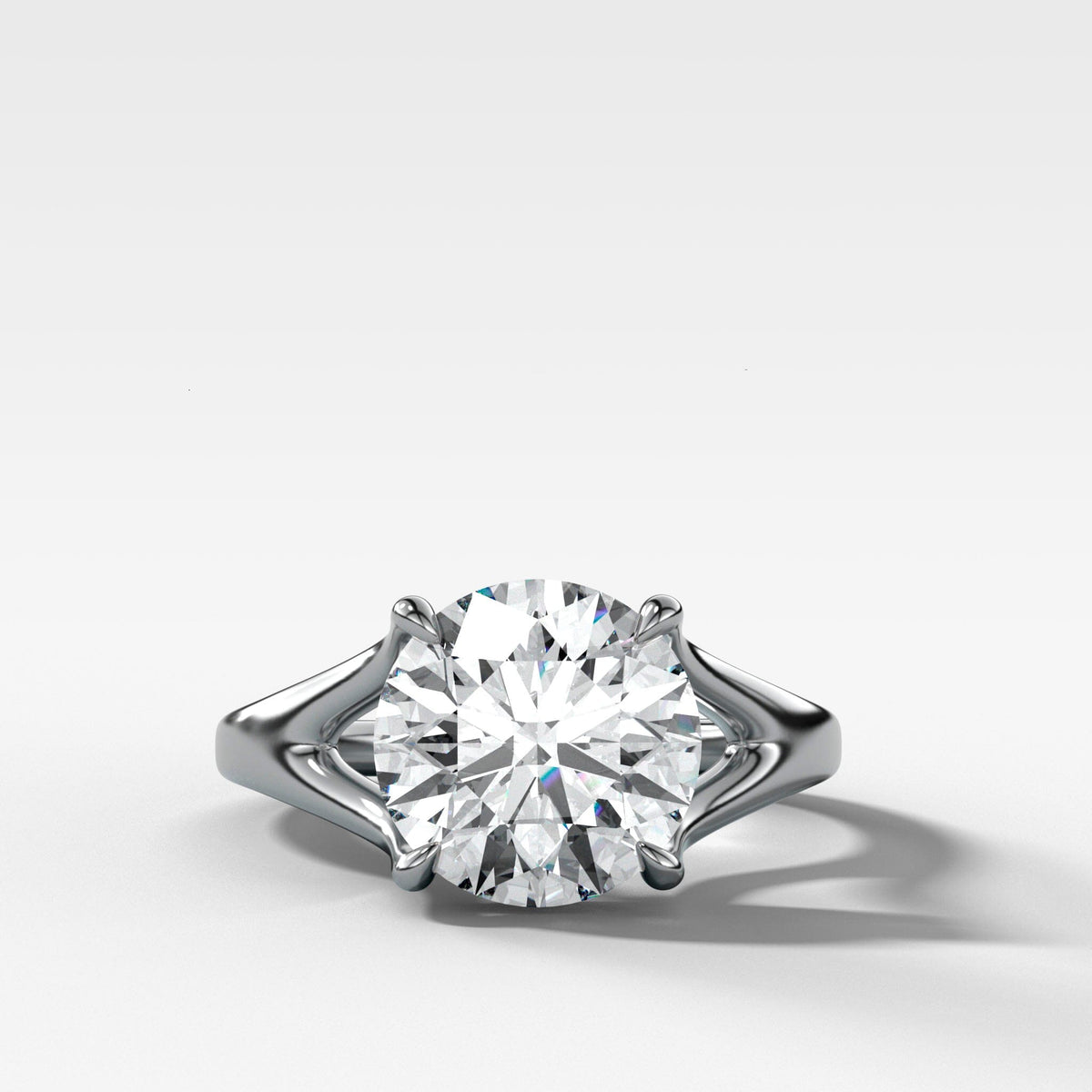 Split Shank Solitare with Round Cut Engagement Good Stone Inc White Gold 14k 