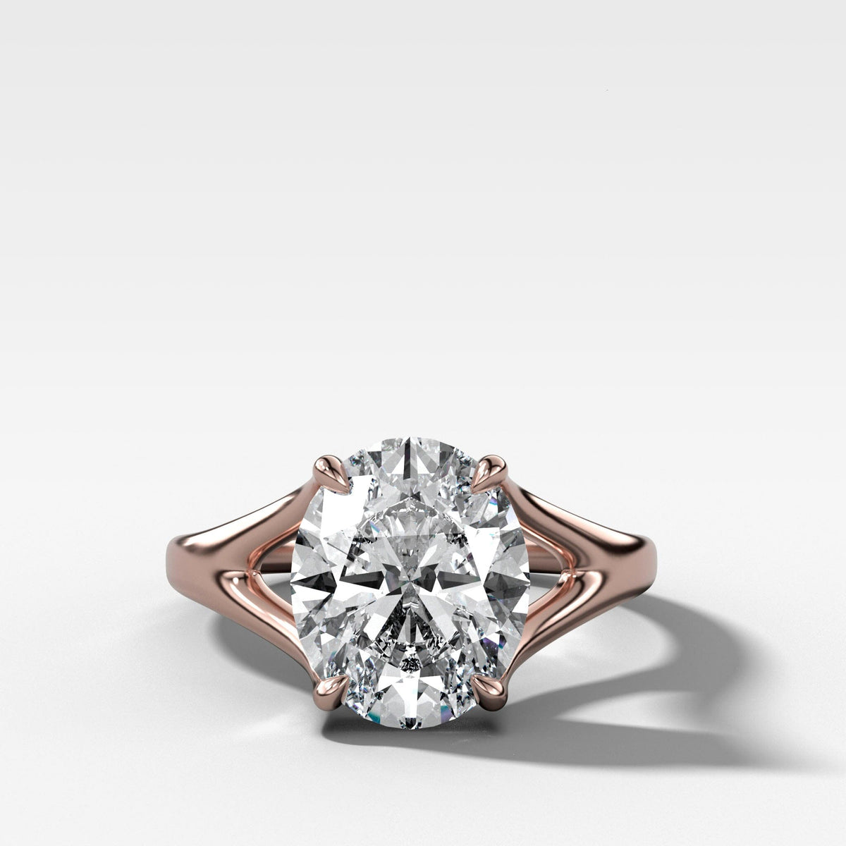 Split Shank Solitare with Oval Cut Engagement Good Stone Inc Rose Gold 14k 