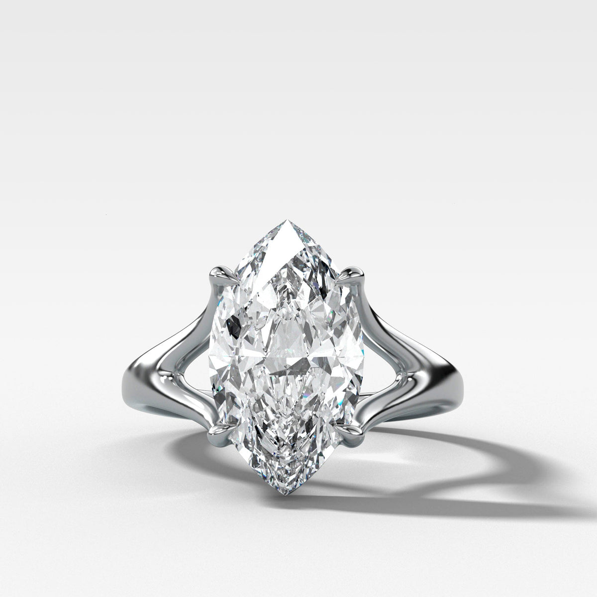 Split Shank Solitare with Marquise Cut Engagement Good Stone Inc White Gold 14k 