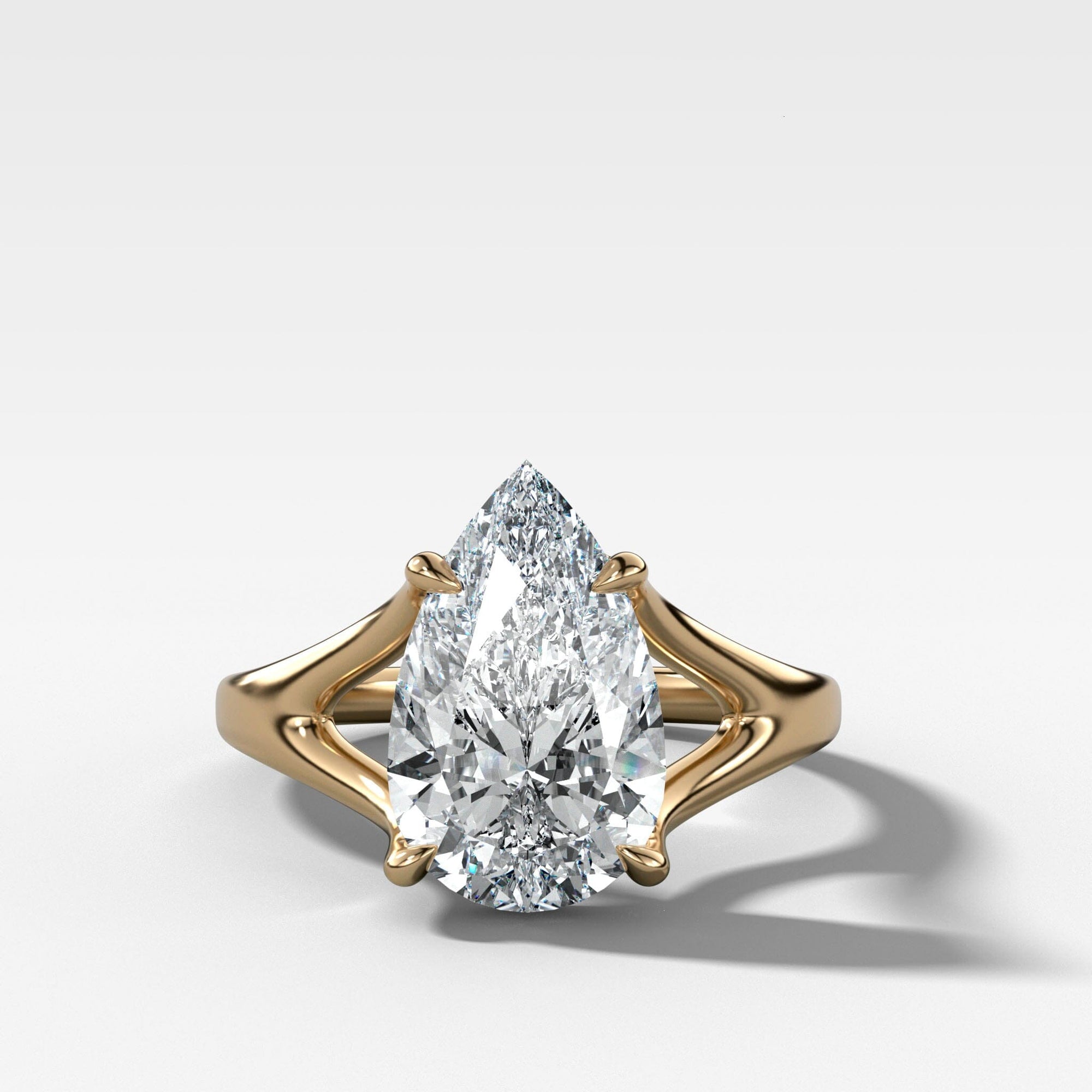 Split Shank Solitaire Engagement Ring with Pear Cut Diamond | GoodStone