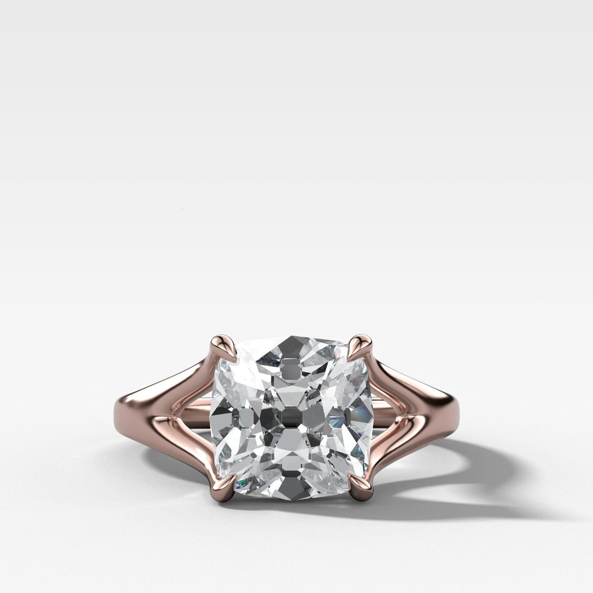 Split Shank Solitare with Old Mine Cut Engagement Good Stone Inc Rose Gold 14k 