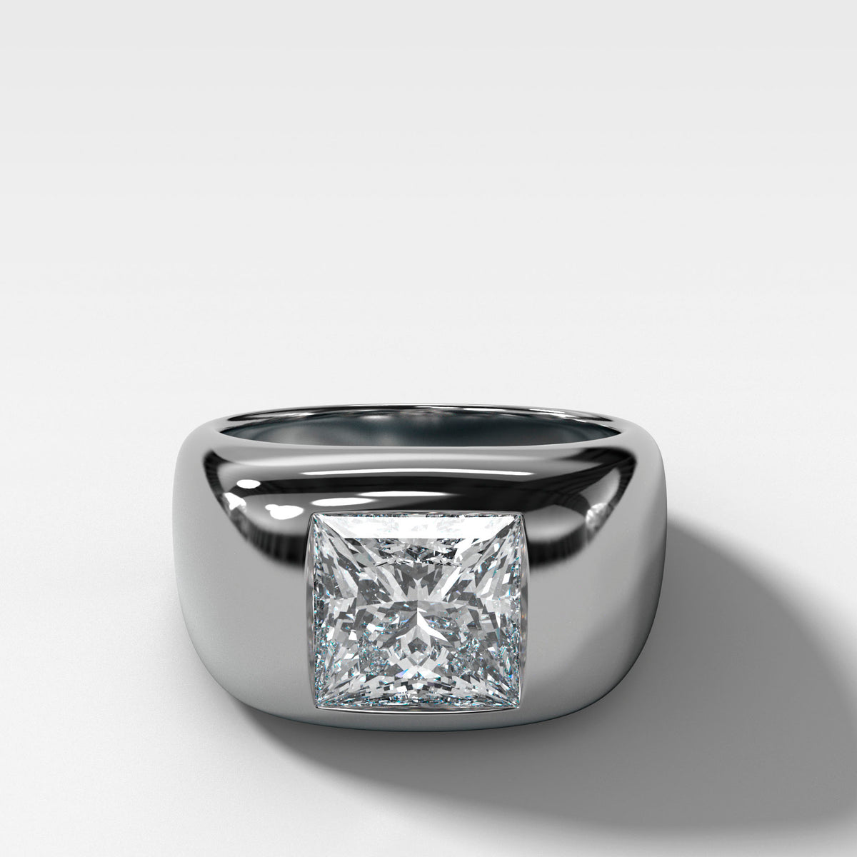Burnished Solitaire Engagement Ring with Princess Cut Diamond
