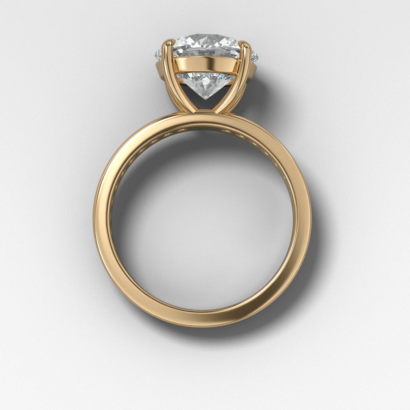 Petite Channel Set Solitaire Engagement Ring with Round Cut Diamond Band Good Stone Inc Yellow Gold 14k Natural
