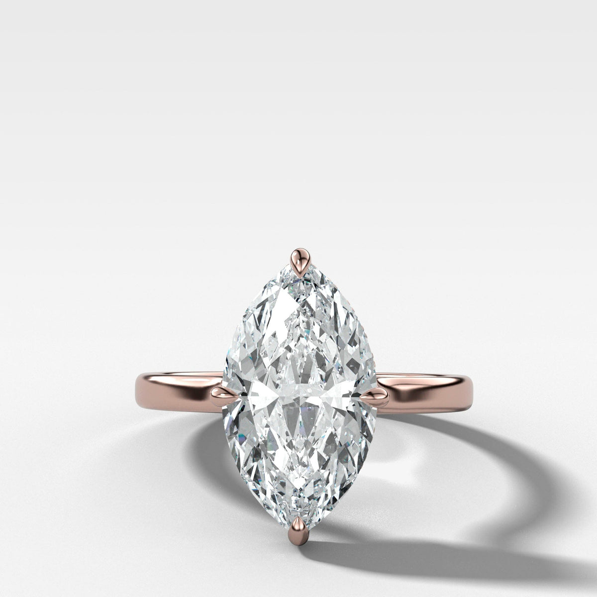 Compass Solitaire Engagement Ring with Marquise Cut Diamond (North South)