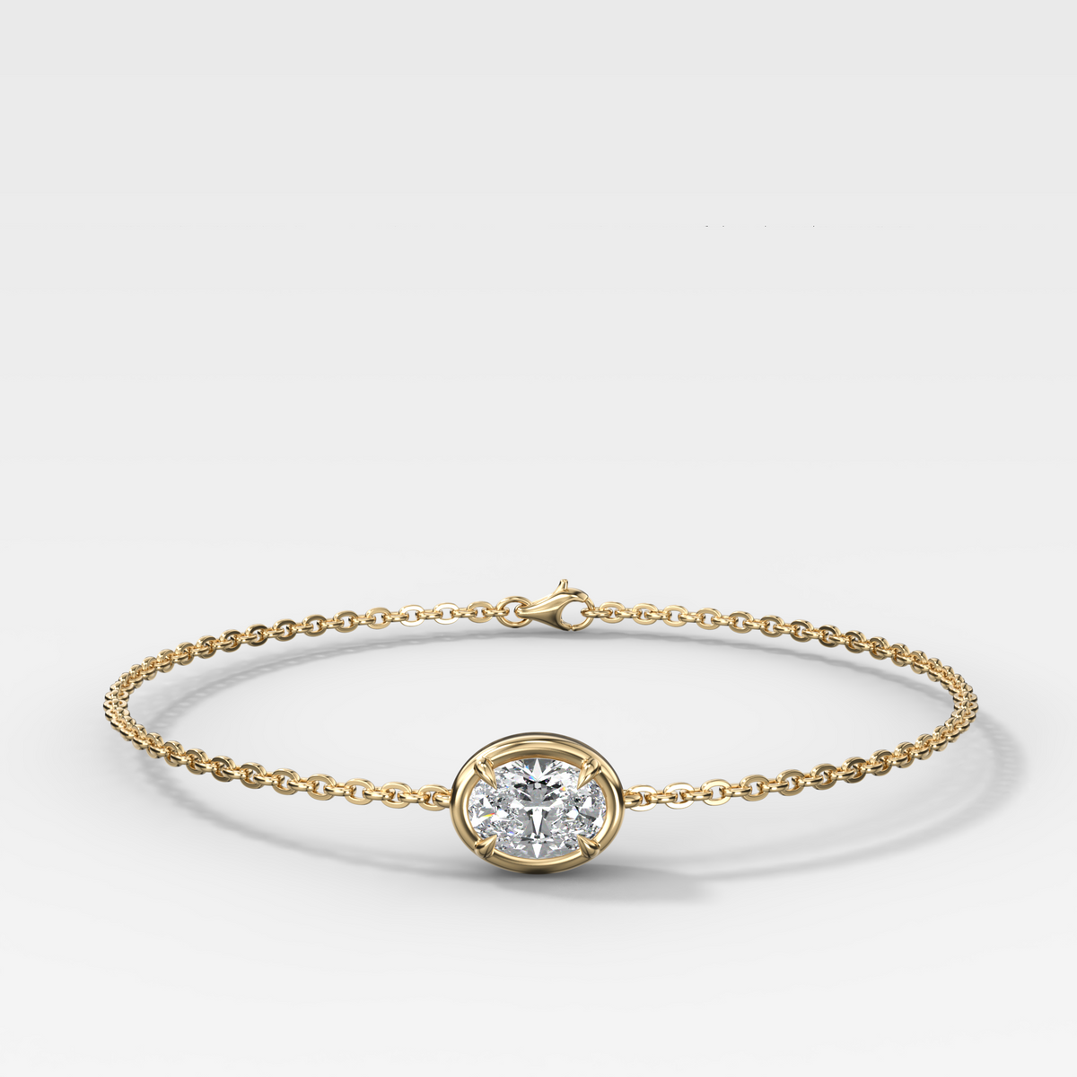 Single Stone Bezel Bracelet with East West Oval Cut Diamond
