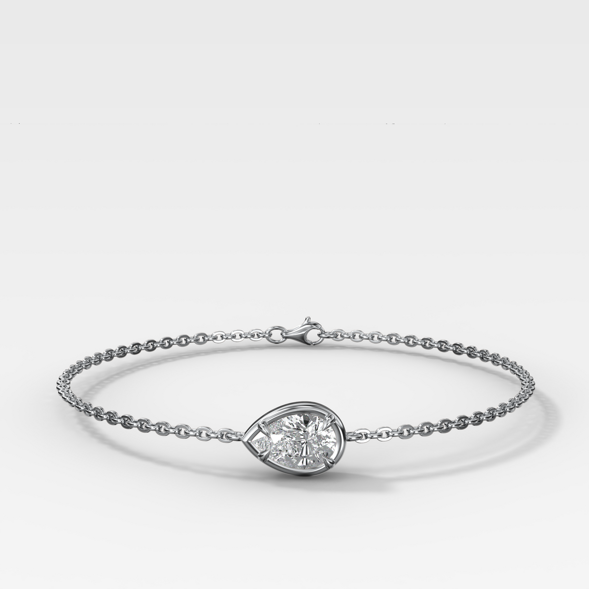 Single Stone Bezel Bracelet with East West Pear Cut Diamond