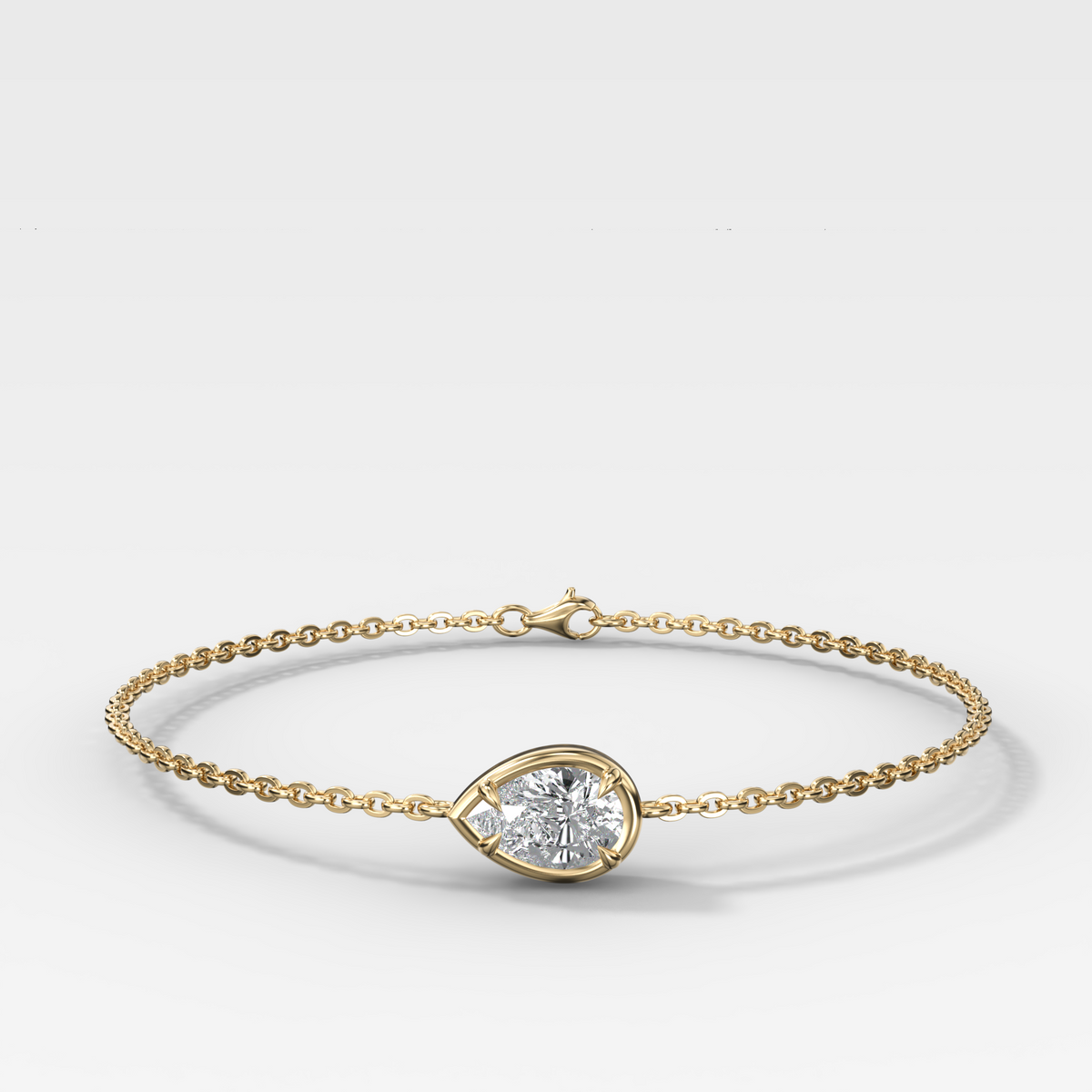 Single Stone Bezel Bracelet with East West Pear Cut Diamond
