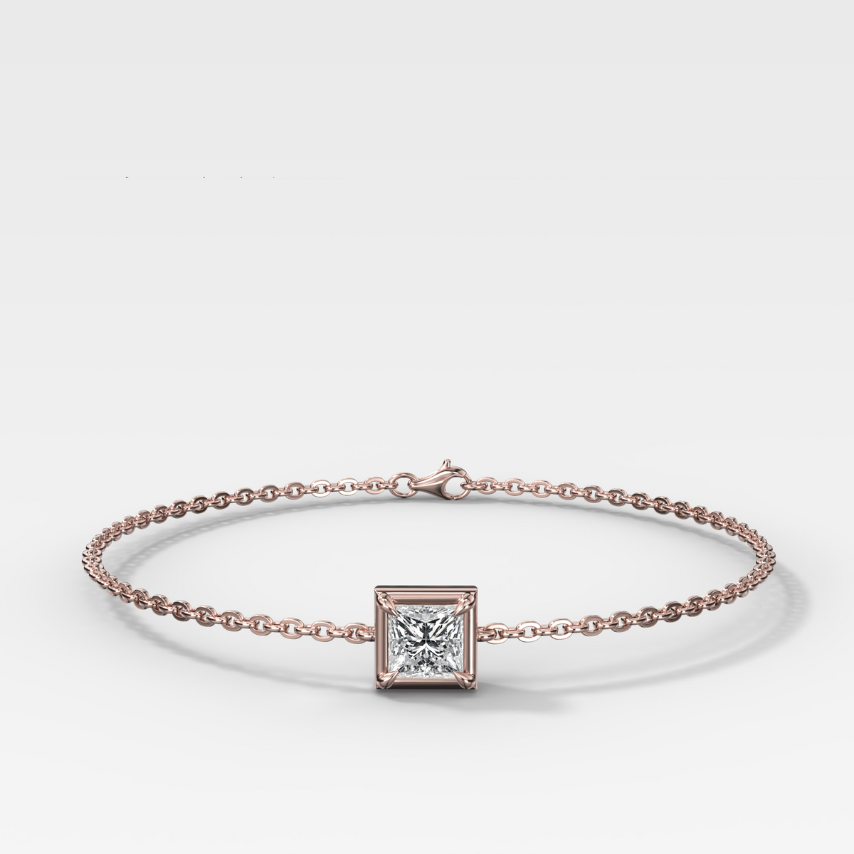 Single Stone Bezel Bracelet with Princess Cut Diamond