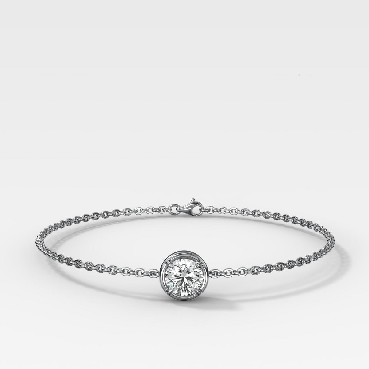 Single Stone Bezel Bracelet with Round Cut Diamond