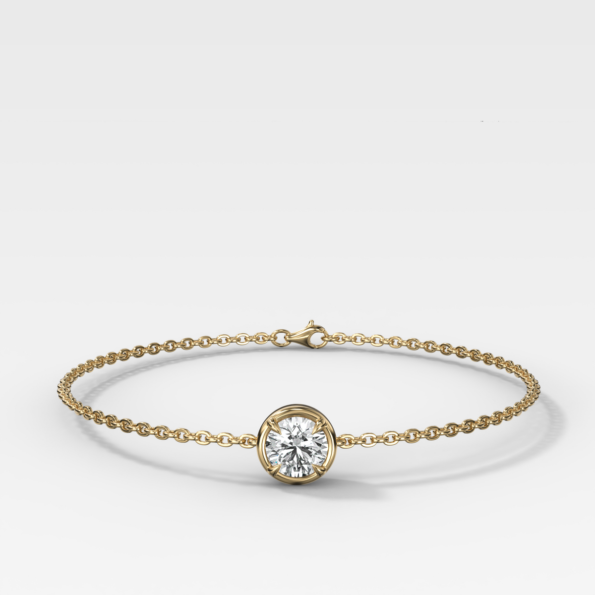 Single Stone Bezel Bracelet with Round Cut Diamond