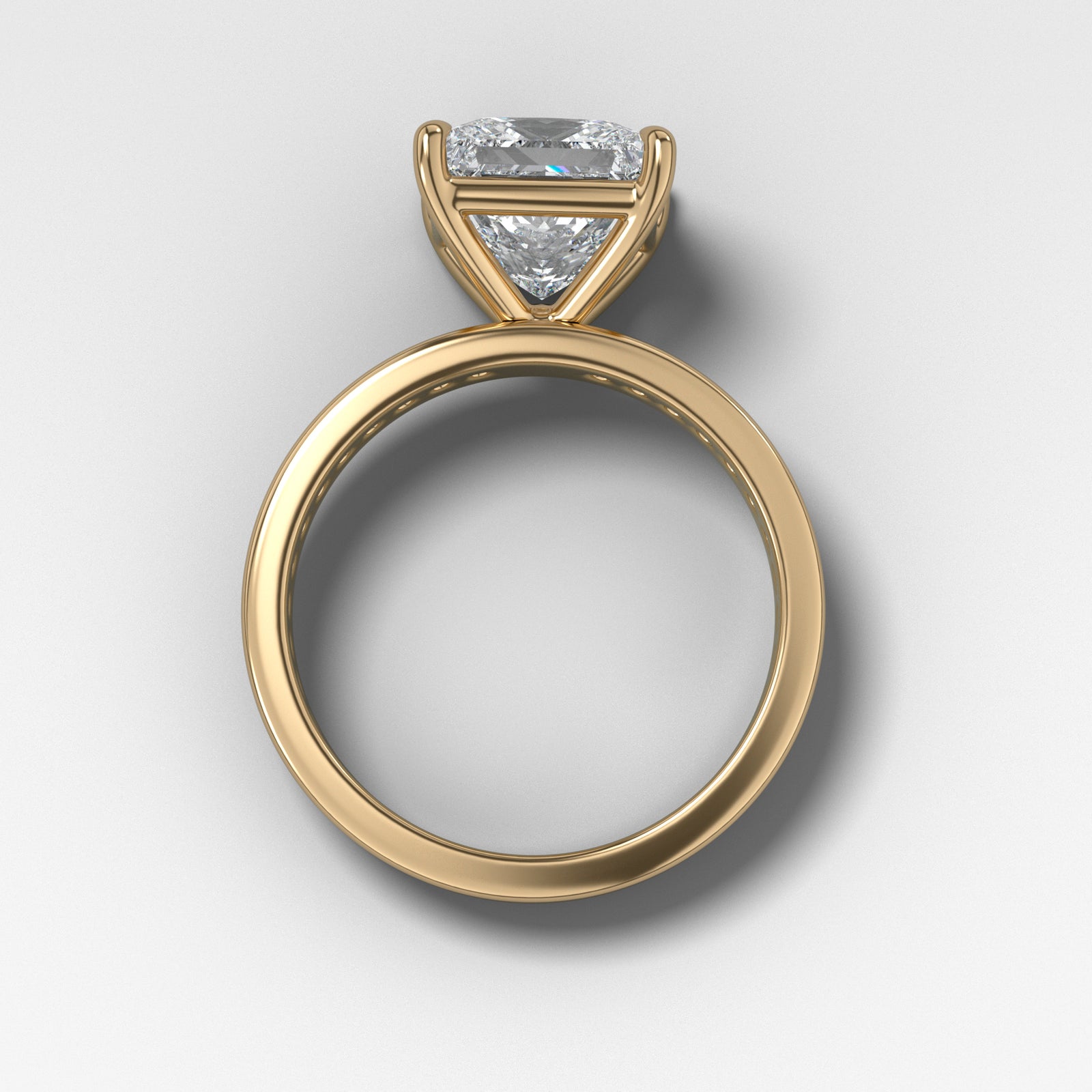 Petite Channel Set Solitaire Engagement Ring with Princess Cut Diamond Band Good Stone Inc Yellow Gold 14k Natural